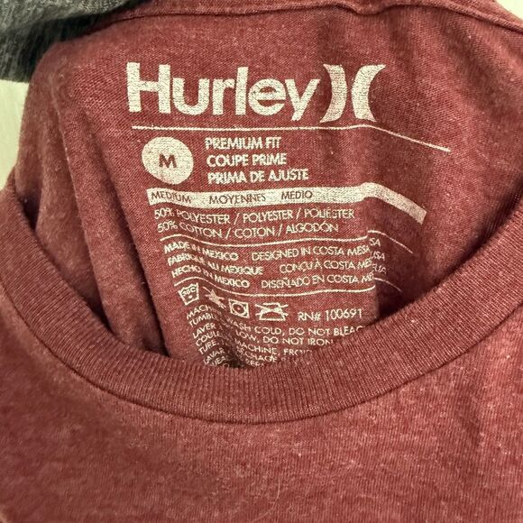 Hurley Maroon Men’s TShirt Size M Logo Heathered Premium Fit - Picture 3 of 4